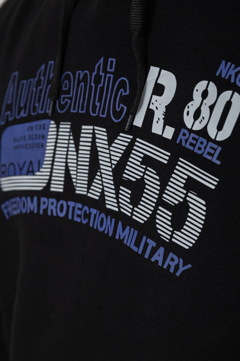 Худи мужской на флисе с капюшоном, цвет черный, 244R2196 — изображение 5