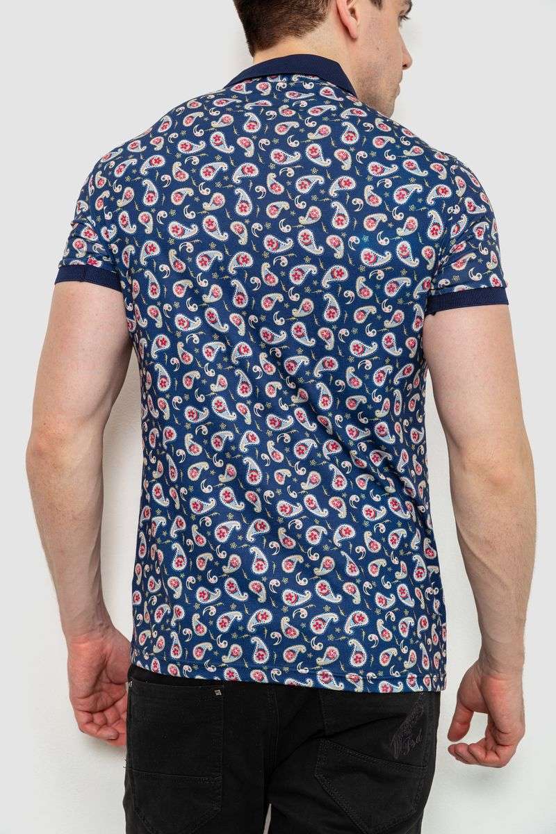 Поло мужское с принтом, цвет темно-синий, 214R7003-1 — изображение 4