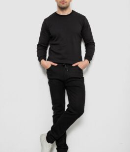 Джинсы мужские на резинке утепленные, цвет черный, 244R664-5