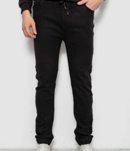 Джинсы мужские на резинке утепленные, цвет черный, 244R664-5