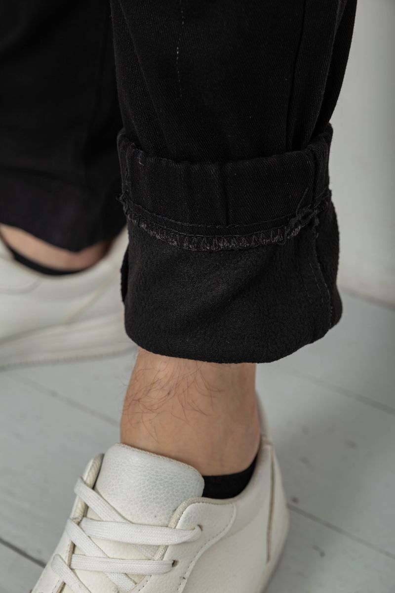 Джинсы мужские на резинке утепленные, цвет черный, 244R664-5 — изображение 6