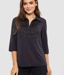 Блуза однотонная, цвет черный, 230R70-2