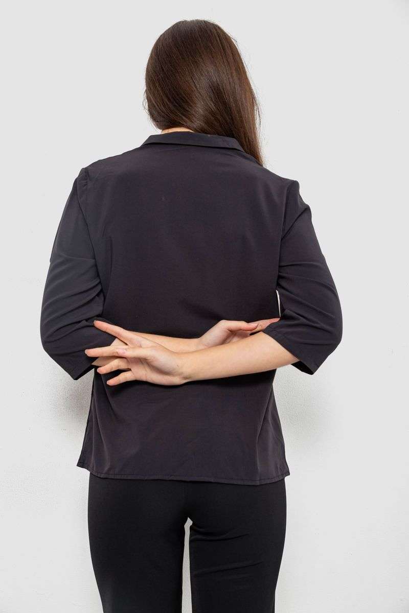 Блуза однотонная, цвет черный, 230R70-2 — изображение 4