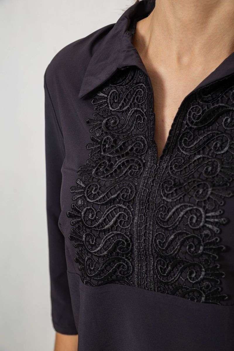 Блуза однотонная, цвет черный, 230R70-2 — изображение 5