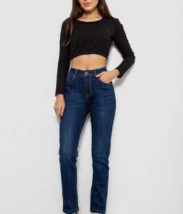 Джинсы женские на флисе, цвет синий, 244RVE955