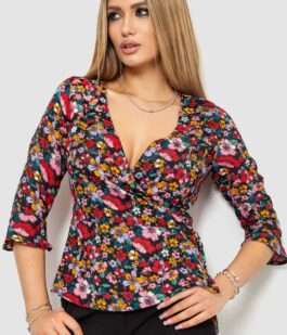 Блуза с цветочным принтом, цвет разноцветный, 244R072
