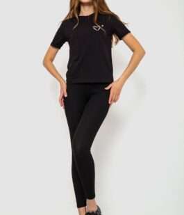 Футболка женская с принтом, цвет черный, 241R122