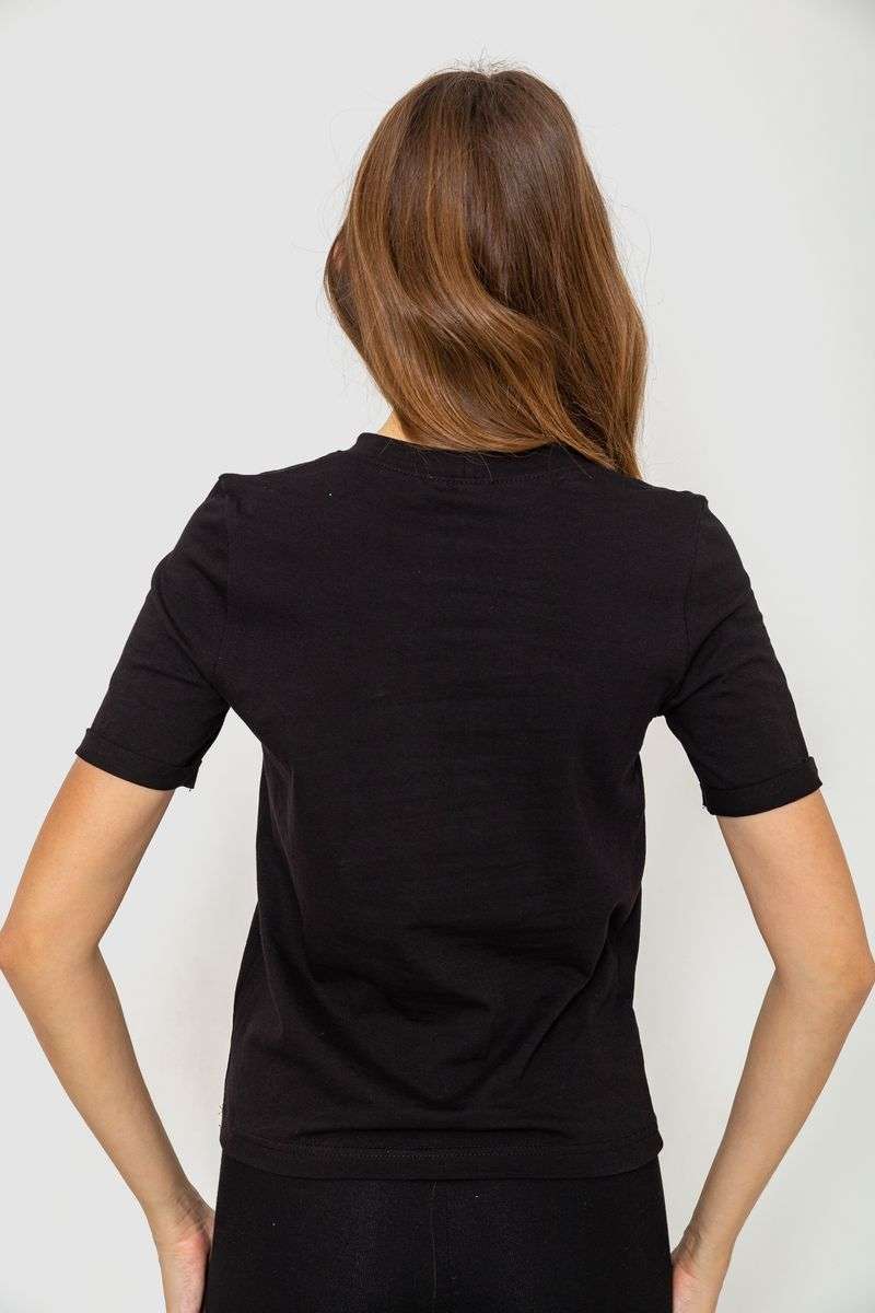 Футболка женская с принтом, цвет черный, 241R122 — изображение 4