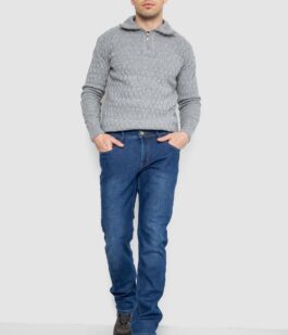 Джинсы мужские на флисе, цвет синий, 254R2410