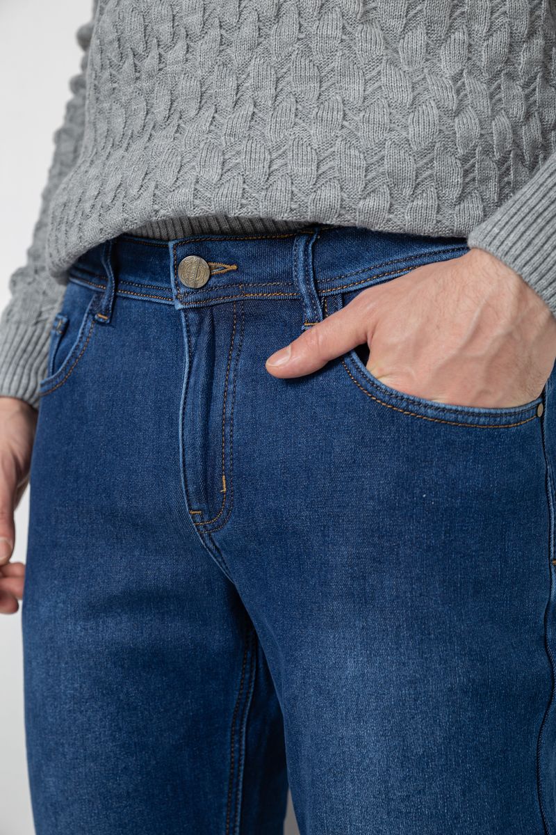 Джинсы мужские на флисе, цвет синий, 254R2410 — изображение 5