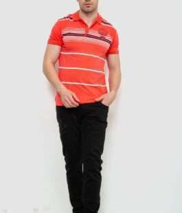 Поло мужское в полоску, цвет коралловый, 214R141