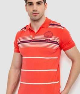 Поло мужское в полоску, цвет коралловый, 214R141