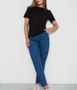 Футболка женская однотонная, цвет черный, 238R111-1