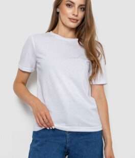 Футболка женская однотонная, цвет белый, 238R111-1