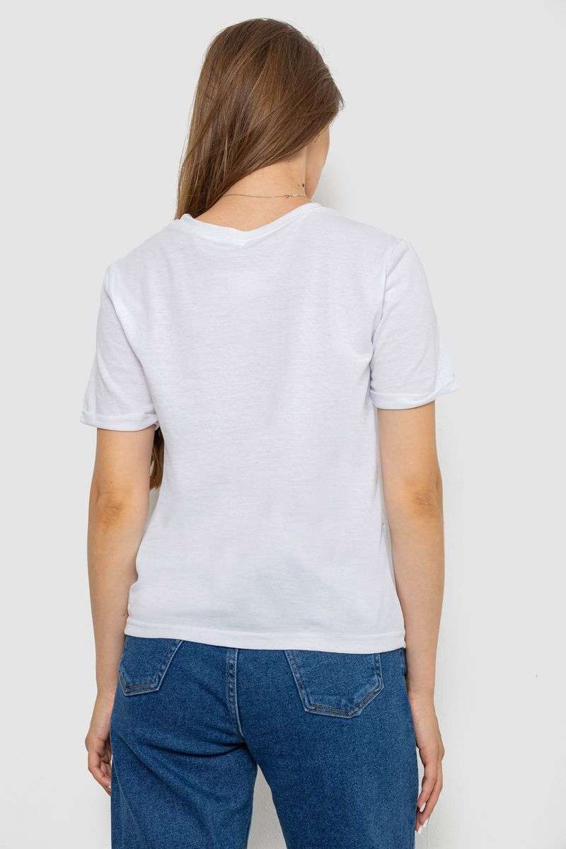 Футболка женская однотонная, цвет белый, 238R111-1 — изображение 4