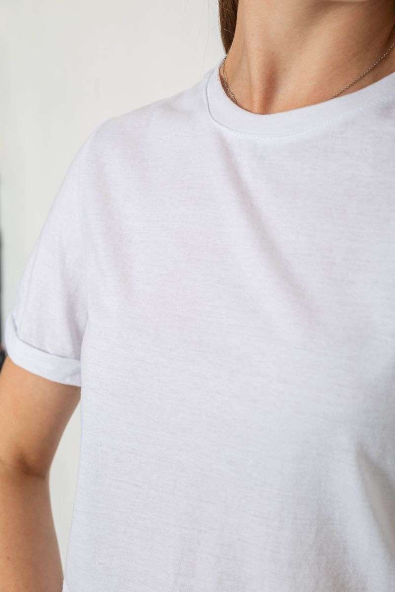 Футболка женская однотонная, цвет белый, 238R111-1 — изображение 5