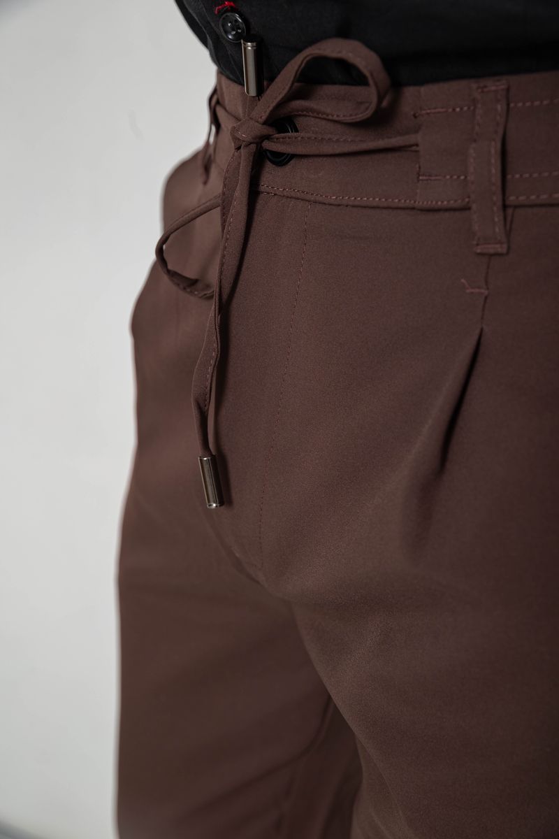 Брюки мужские классические однотонные, цвет коричневый, 157RU02-007 — изображение 4
