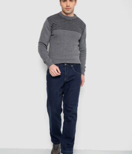 Джинсы мужские утепленные на флисе, цвет синий, 129R9834-1