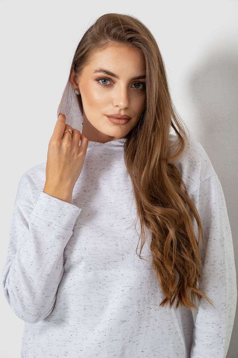 Худи женское утепленное, цвет светло-серый, 238R58308 — изображение 5