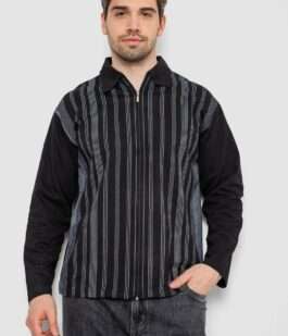 Кофта мужская на молнии в полоску, цвет черный, 238R123