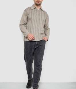 Кофта мужская на молнии в полоску, цвет оливковый, 238R123