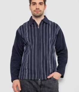 Кофта мужская на молнии в полоску, цвет темно-синий, 238R123