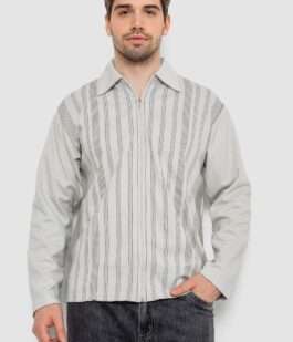 Кофта мужская на молнии в полоску, цвет светло-оливковый, 238R123