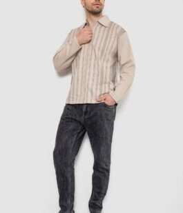 Кофта мужская на молнии в полоску, цвет светло-бежевый, 238R123