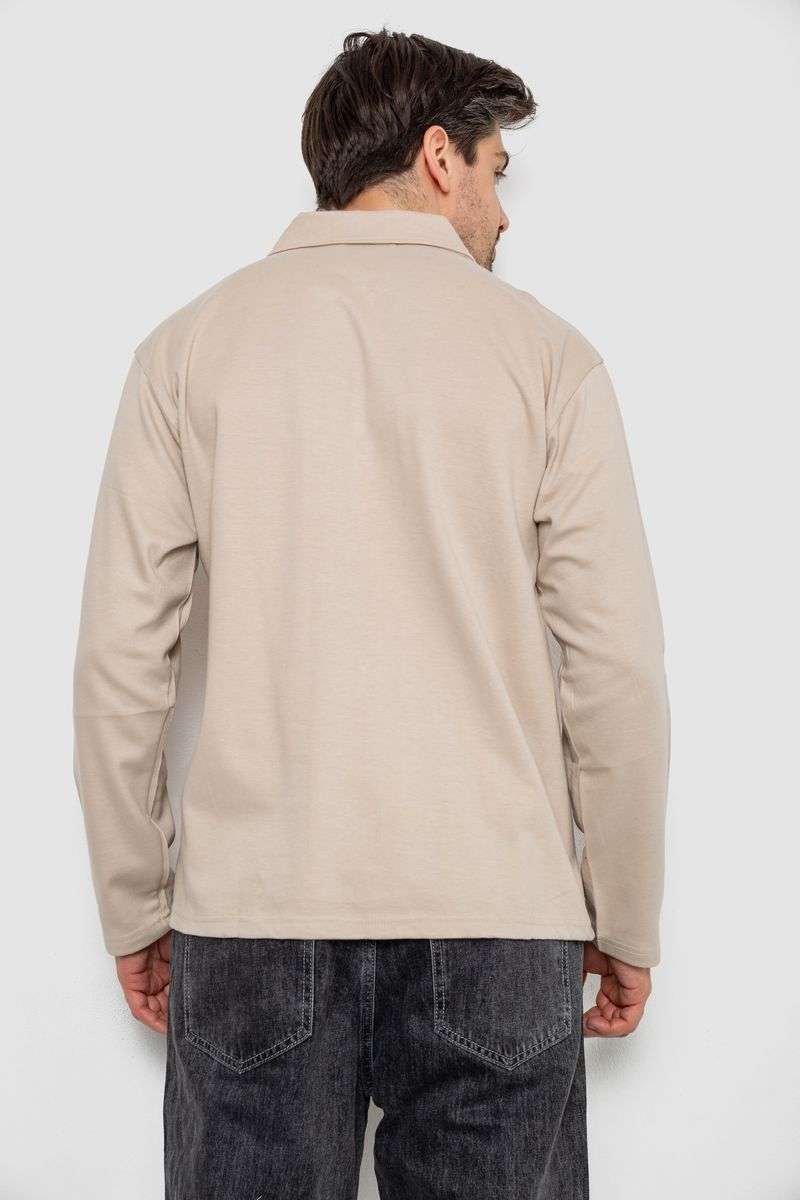 Кофта мужская на молнии в полоску, цвет светло-бежевый, 238R123 — изображение 4
