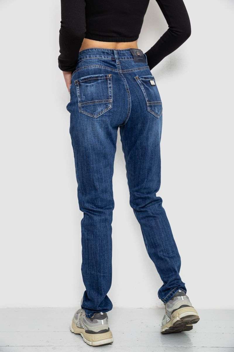 Джинсы женские с потертостями, цвет синий, 214R1415 — изображение 4