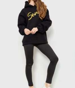 Худи женский на флисе трехнитка Sorry, цвет черный, 102R316