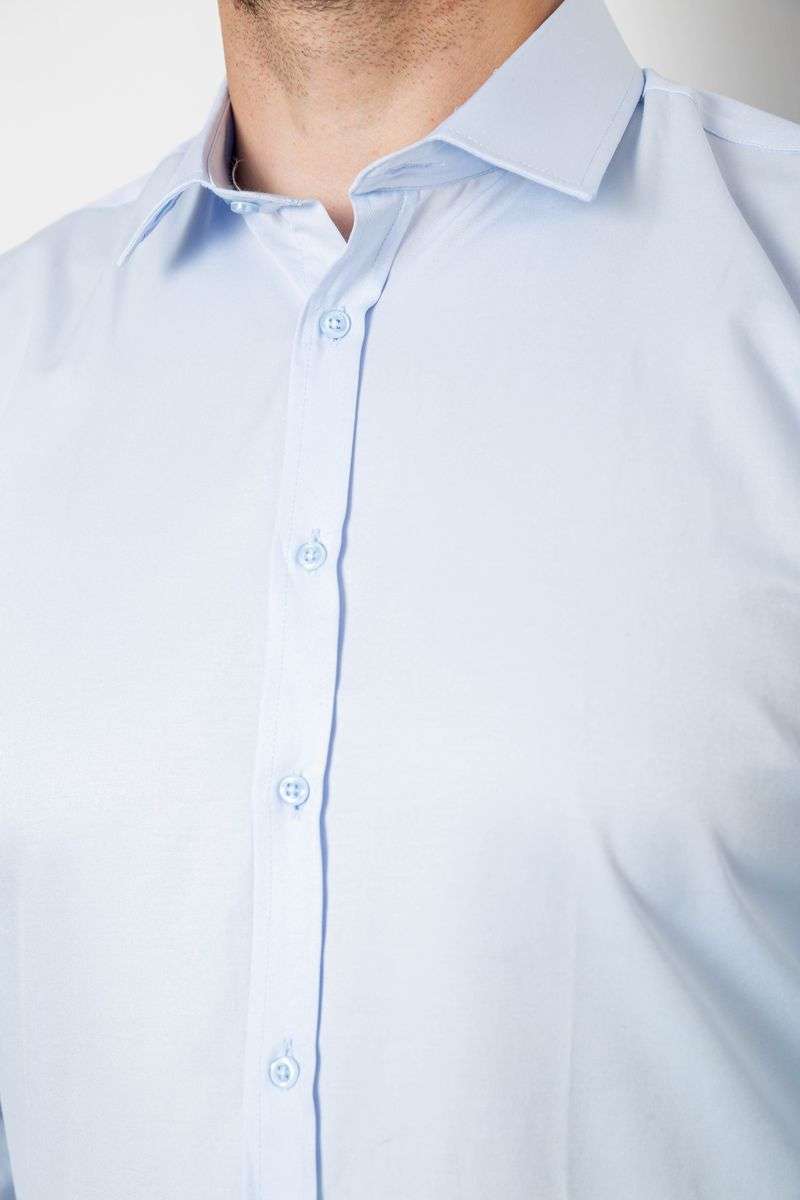 Рубашка мужская однотонная, цвет голубой, 214R816 — изображение 5