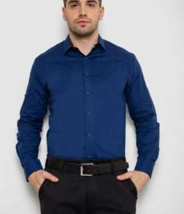Рубашка мужская однотонная, цвет синий, 214R7327-1