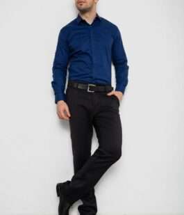 Рубашка мужская однотонная, цвет синий, 214R7327-1