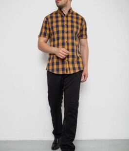 Рубашка мужская в клетку, цвет коричневый, 214R834