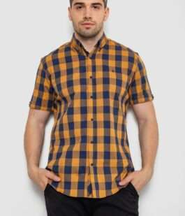 Рубашка мужская в клетку, цвет коричневый, 214R834