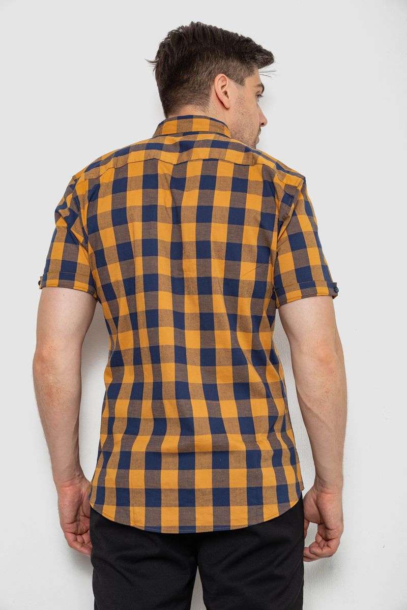 Рубашка мужская в клетку, цвет коричневый, 214R834 — изображение 4