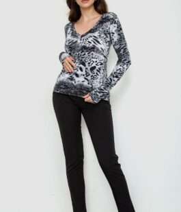 Женский лонгслив укороченый, цвет серо-черный, 186R563