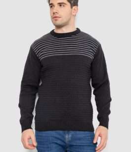 Свитер мужской в полоску, цвет черный, 161R1029