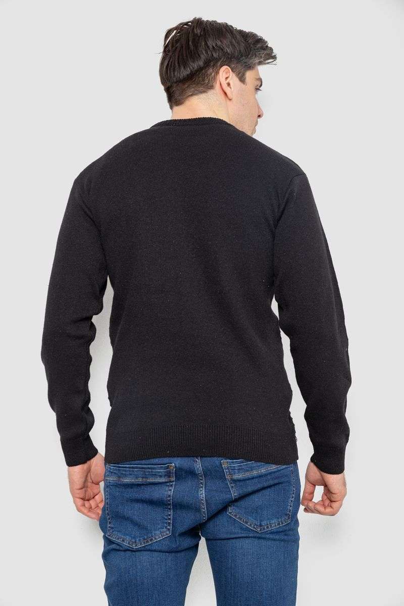 Свитер мужской в полоску, цвет черный, 161R1029 — изображение 4