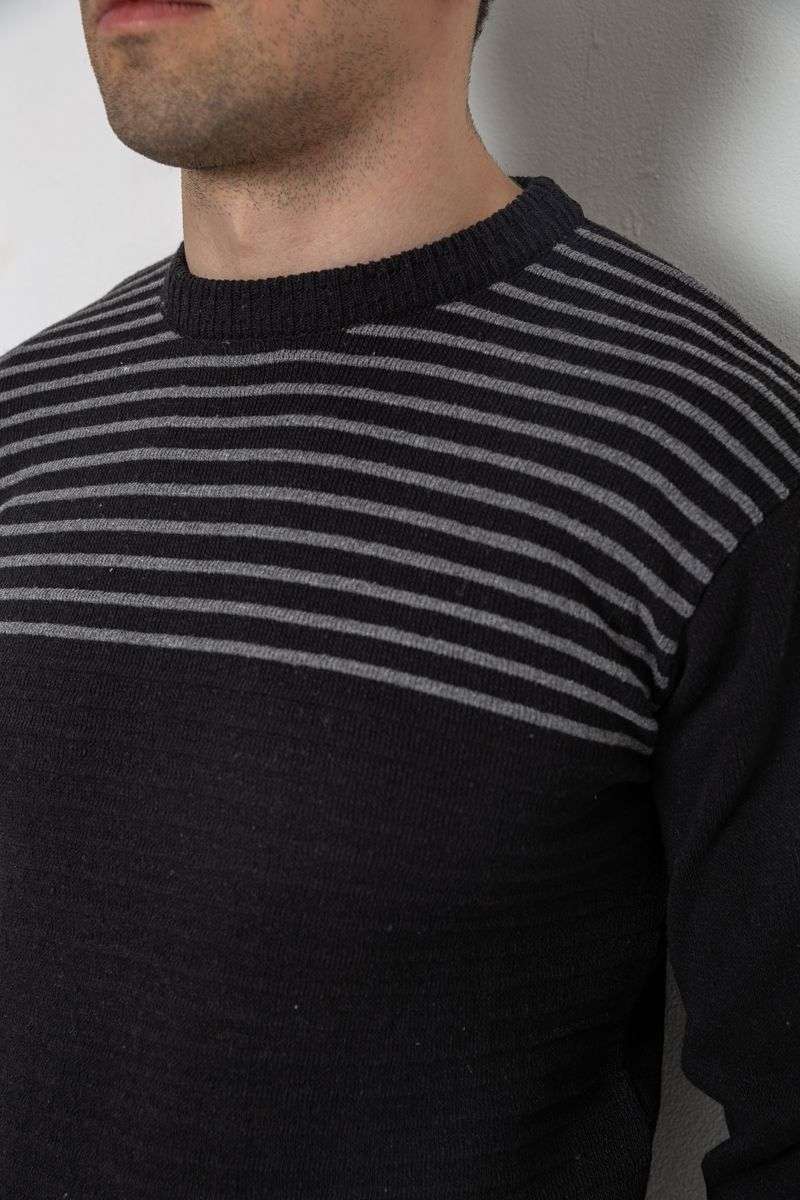Свитер мужской в полоску, цвет черный, 161R1029 — изображение 5