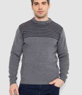 Свитер мужской в полоску, цвет серый, 161R1029