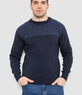 Свитер мужской в полоску, цвет темно-синий, 161R1029