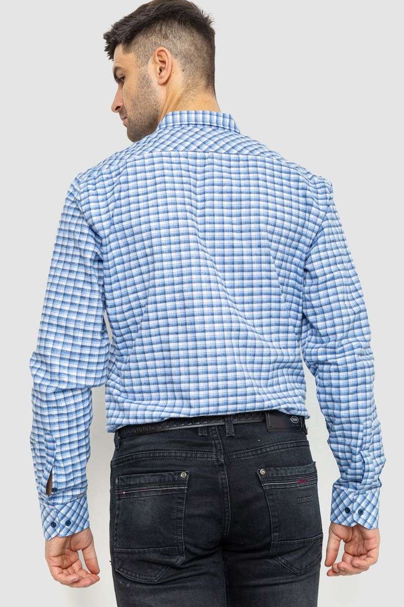 Рубашка мужская в клетку, цвет бело-голубой, 214R117-35-198 — изображение 4