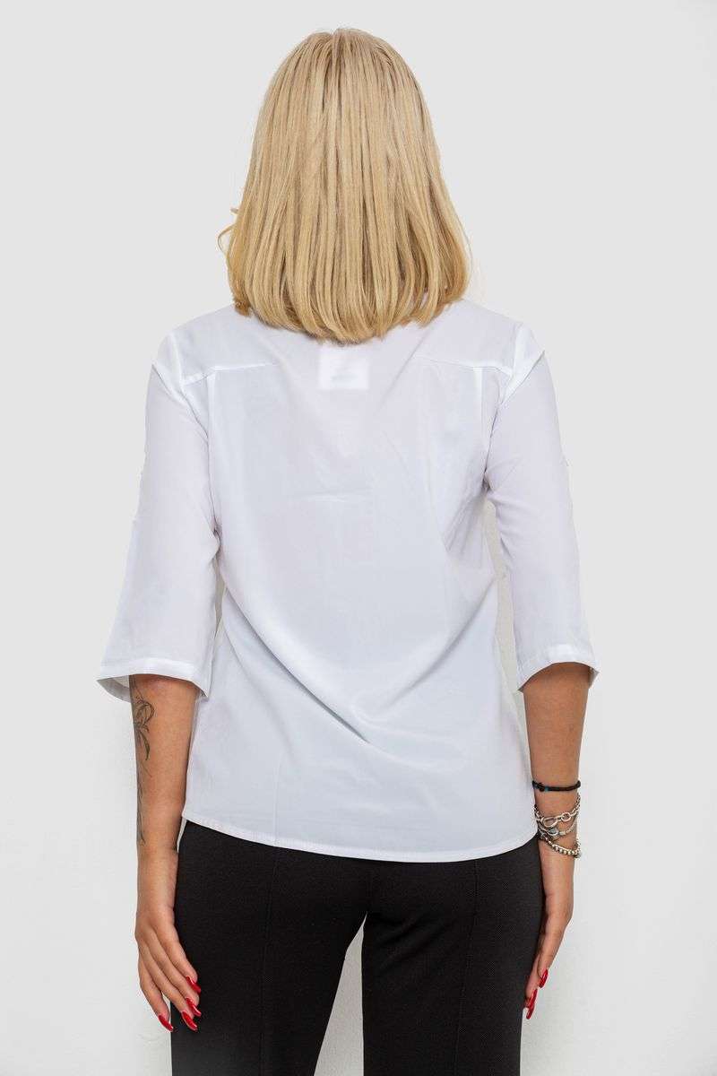 Блуза однотонная, цвет белый, 230R97 — изображение 4