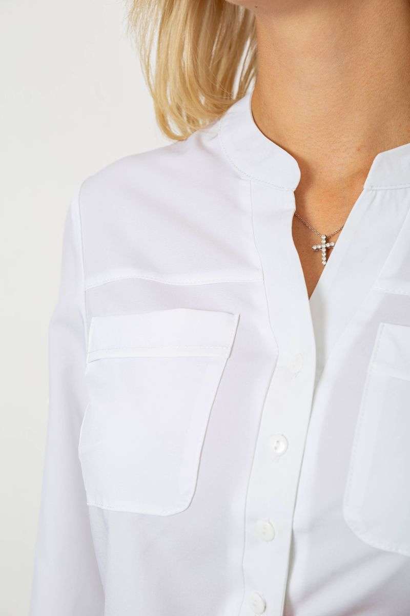 Блуза однотонная, цвет белый, 230R97 — изображение 5