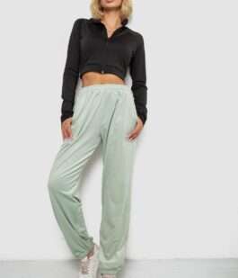 Спортивные штаны женские велюровые, цвет мятный, 238R58646