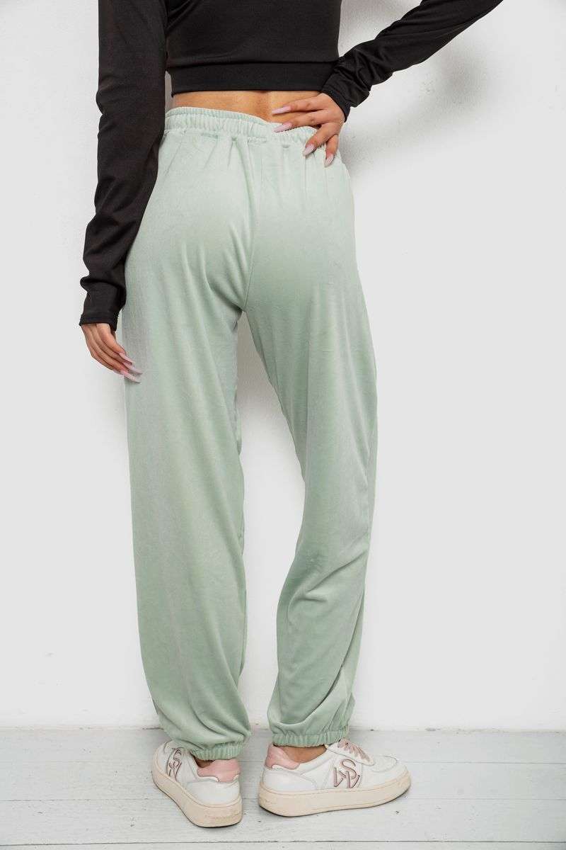 Спортивные штаны женские велюровые, цвет мятный, 238R58646 — изображение 4