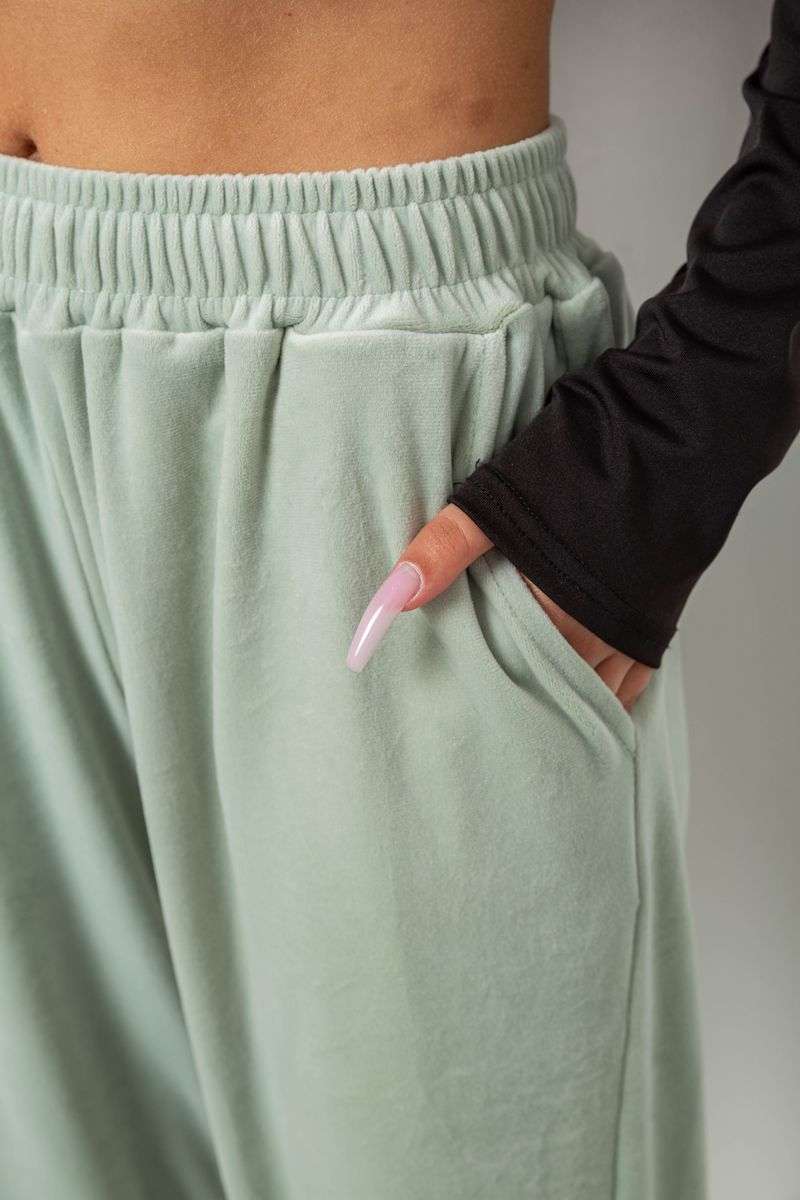 Спортивные штаны женские велюровые, цвет мятный, 238R58646 — изображение 5