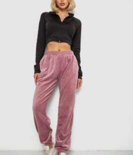 Спортивные штаны женские велюровые, цвет пудровый, 238R58646